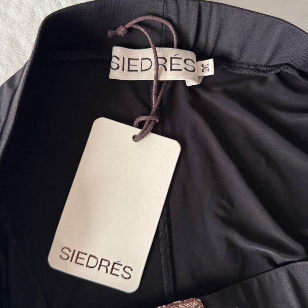 New SIEDRES Tali Logo Detail Cropped Jersey Leggings in Black Women's Size M - Picture 5 of 8